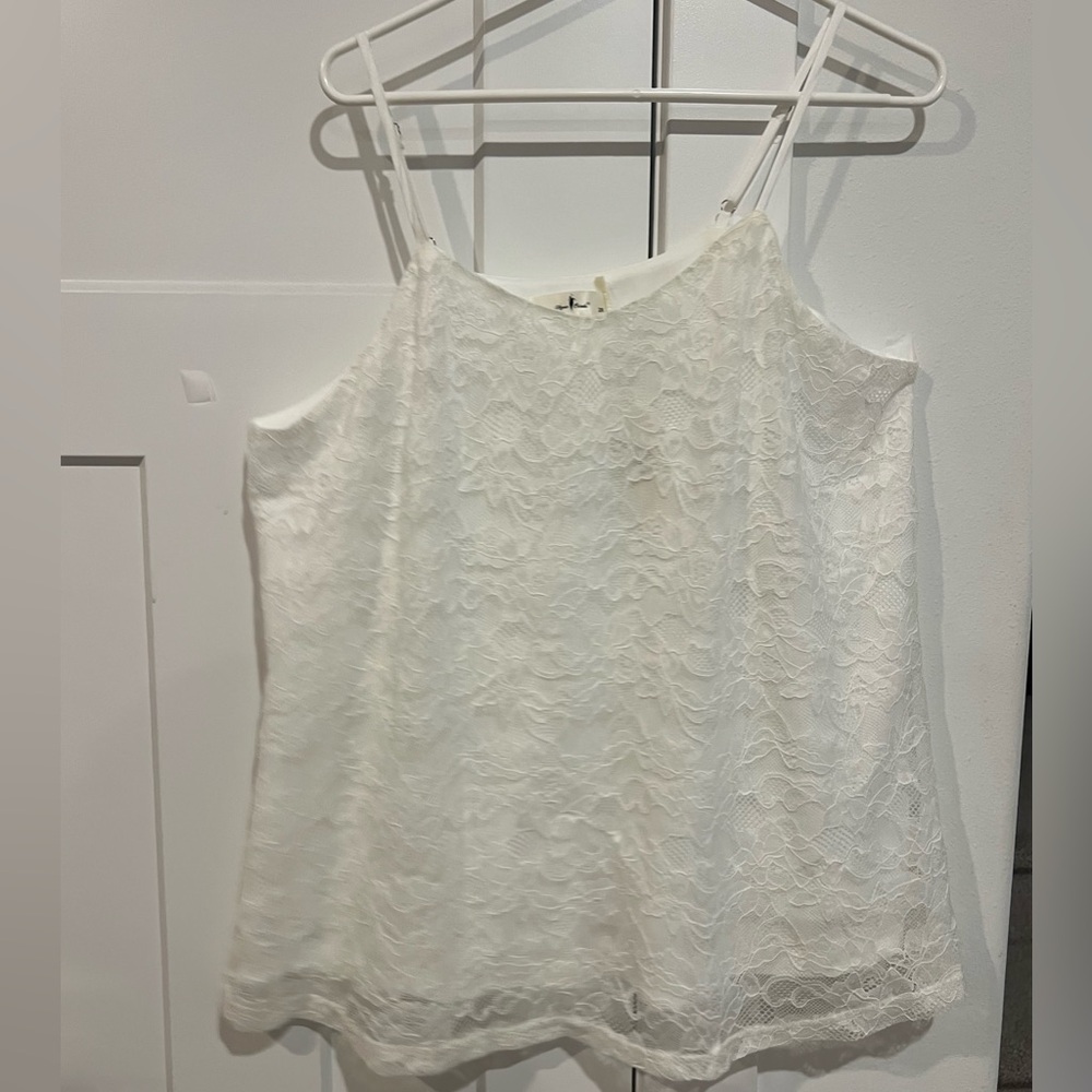 Nwt Agnes orinda womans 2x xxl Elegant White Lace Women's blouse cami tank top
